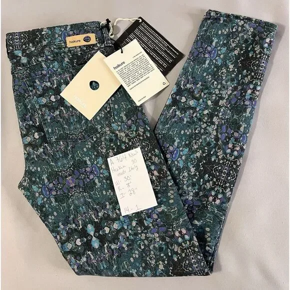 Haikure New Montreal Jeans Made In Italy Sz 30 Print Heart Blue‎ NWT - Picture 10 of 10